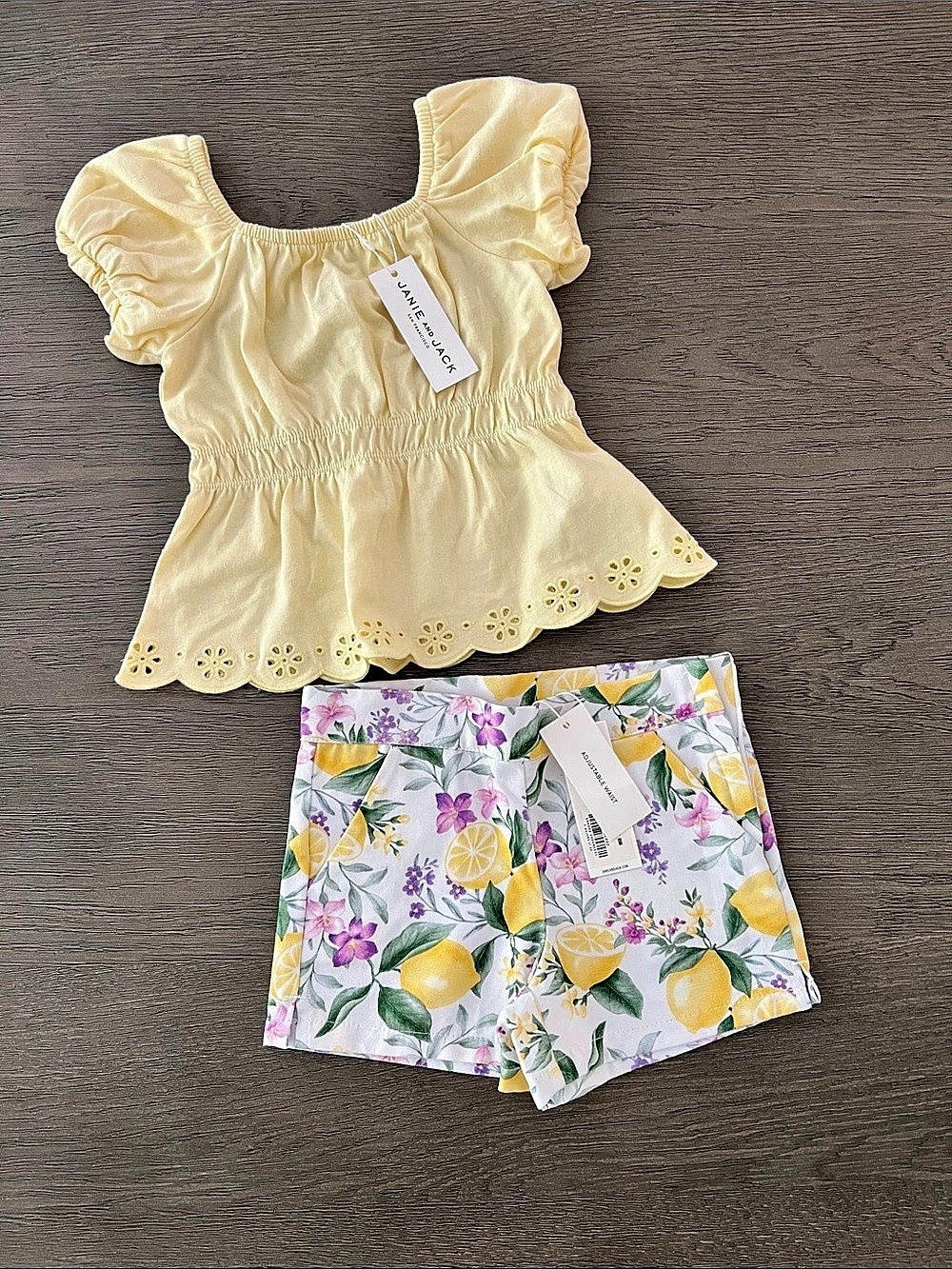 Janie and Jack Lemon Floral Top and Shorts Set Yellow & White 2 & 3T